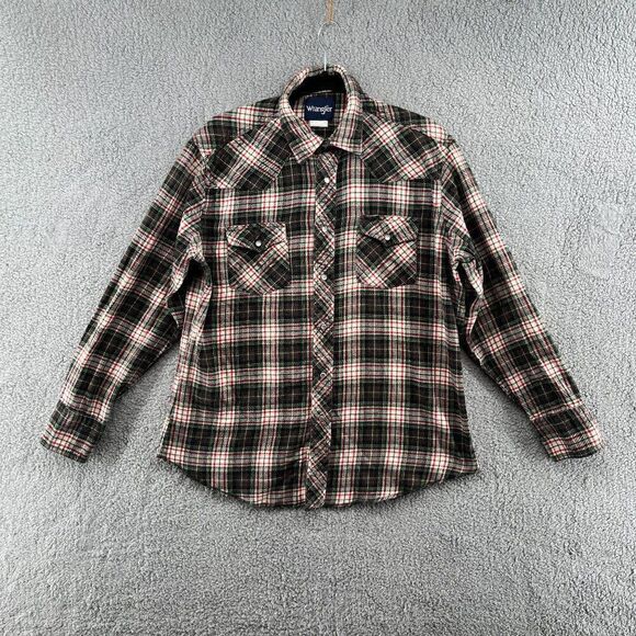 Vintage Wrangler Western Pearl Snap Plaid Rodeo Shirt Blouse Size Large - Picture 1 of 12